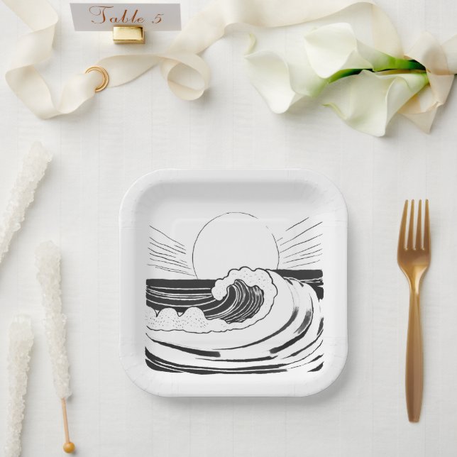 Plato De Papel Ondas oceánicas (Boda)