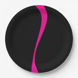 Plato De Papel Ondas simples 2 en magenta y negro