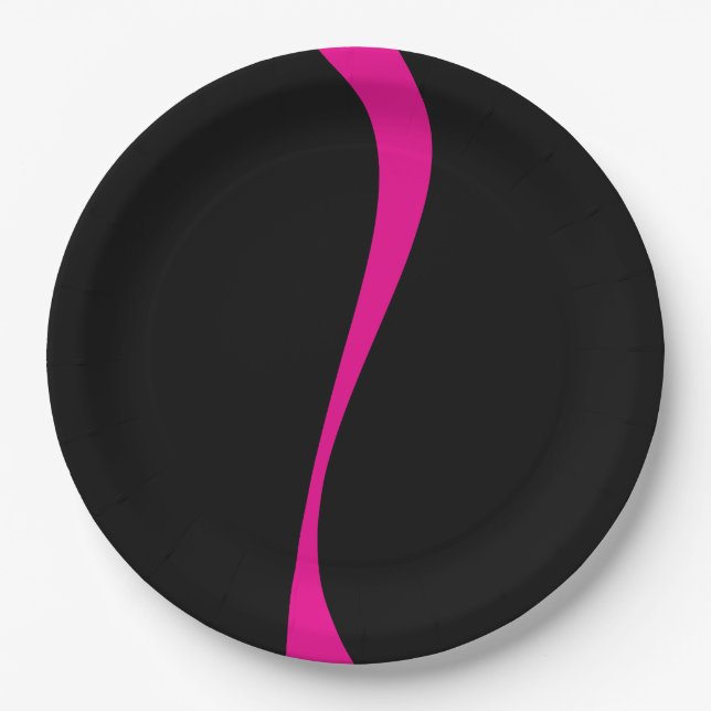 Plato De Papel Ondas simples 2 en magenta y negro (Anverso)