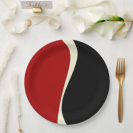 Plato De Papel Ondas simples 2 en rojo y crema