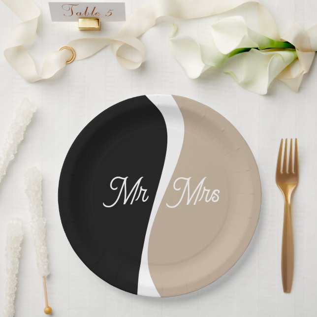 Plato De Papel Ondas simples 2 - Placas de papel Personalizado (Boda)