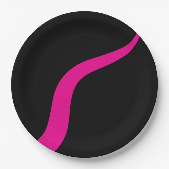 Plato De Papel Ondas simples 3 en magenta y negro (Anverso)