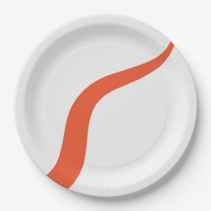 Plato De Papel Ondas simples 3 - Naranja y blanco