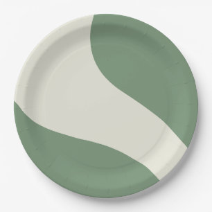 Plato De Papel Ondas simples en verde