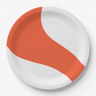 Plato De Papel Ondas simples - Naranja y blanco