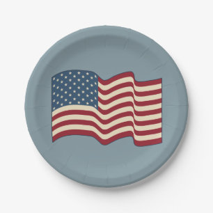 Plato De Papel Ondeando placas de papel de la bandera estadounide