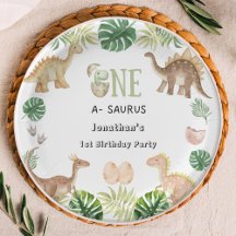 One a Saurus 1er Birthday Paper Plate