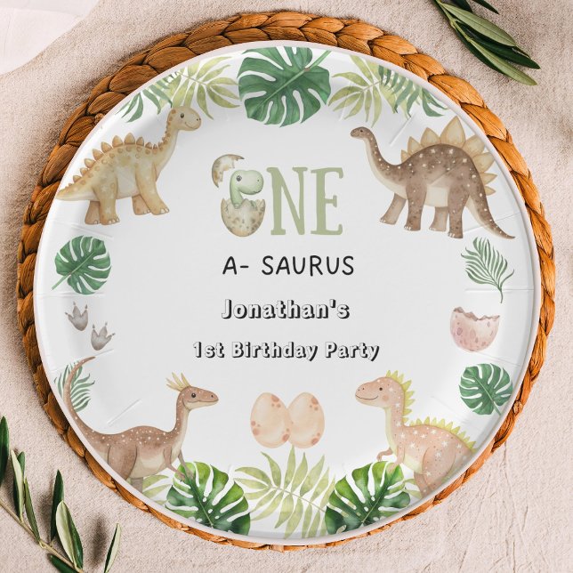 Plato De Papel One a Saurus 1er Birthday Paper Plate (Subido por el creador)