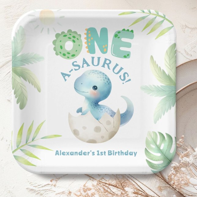 Plato De Papel One A-Saurus Boy Dinosaur 1er cumpleaños (Subido por el creador)