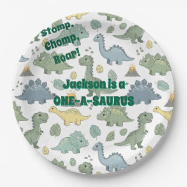 Plato De Papel ONE-A-SAURUS Dinosaur Pattern Paper Plates