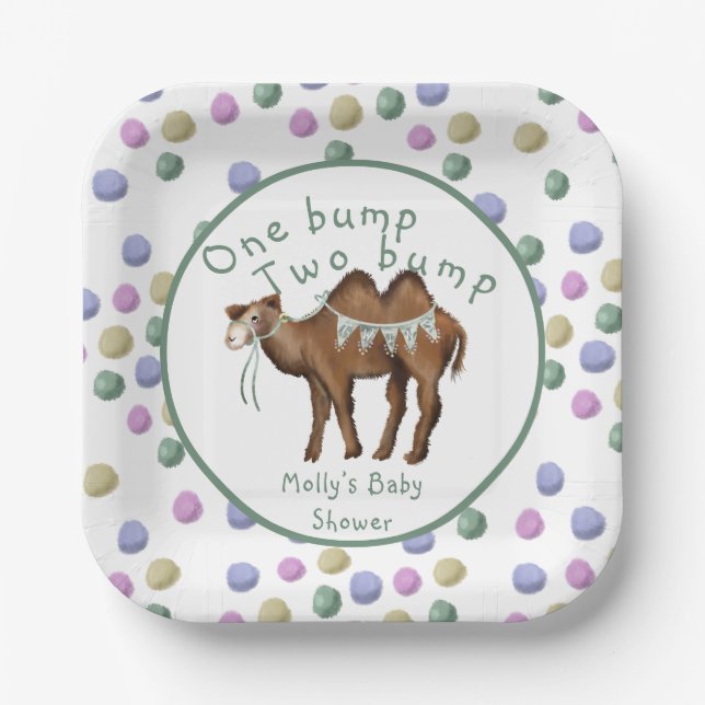 Plato De Papel One bump Two bump Twin Baby Shower (Anverso)
