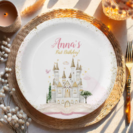 Plato De Papel One-ce Upon A Time Princess 1st Birthday Party