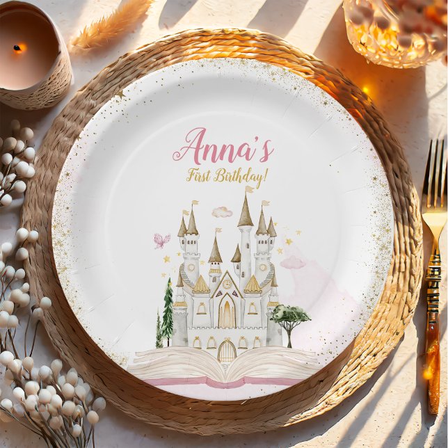 Plato De Papel One-ce Upon A Time Princess 1st Birthday Party (Subido por el creador)