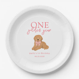 Plato De Papel One Golden Year Doodle Puppy First Birthday Party