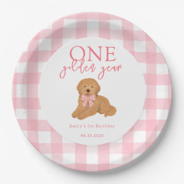 Plato De Papel One Golden Year Golden Doodle Girls Birthday