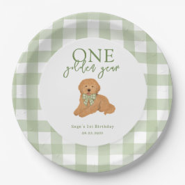 Plato De Papel One Golden Year Goldendoodle Birthday Party