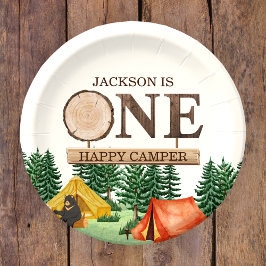 Plato De Papel ONE Happy Camper 1º cumpleaños