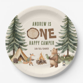 Plato De Papel One Happy Camper 1st Birthday Paper Plates