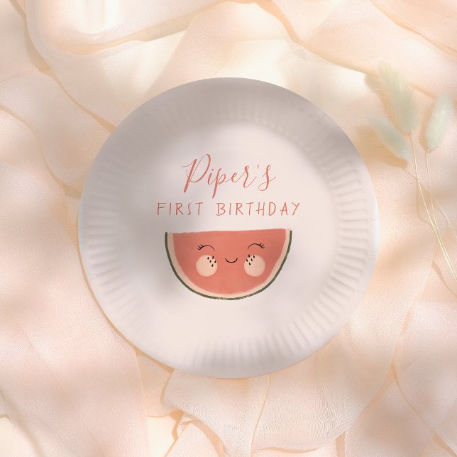 Plato De Papel One In A Melon Cute First Birthday Party (Subido por el creador)