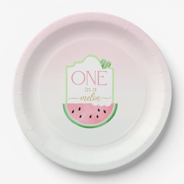 Plato De Papel One in a Melon Watermelon Birthday Paper Plate  (Anverso)
