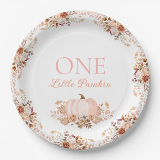 Plato De Papel One little Pumpkin Paper Plate