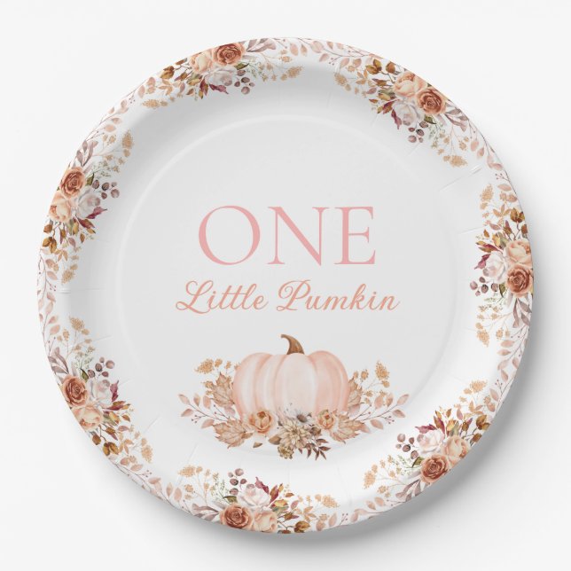 Plato De Papel One little Pumpkin Paper Plate (Anverso)