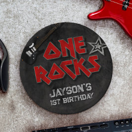 Plato De Papel One Rocks - Boy 1er cumpleaños