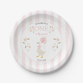 Plato De Papel One Silly Goose Girl 1st Birthday Pink