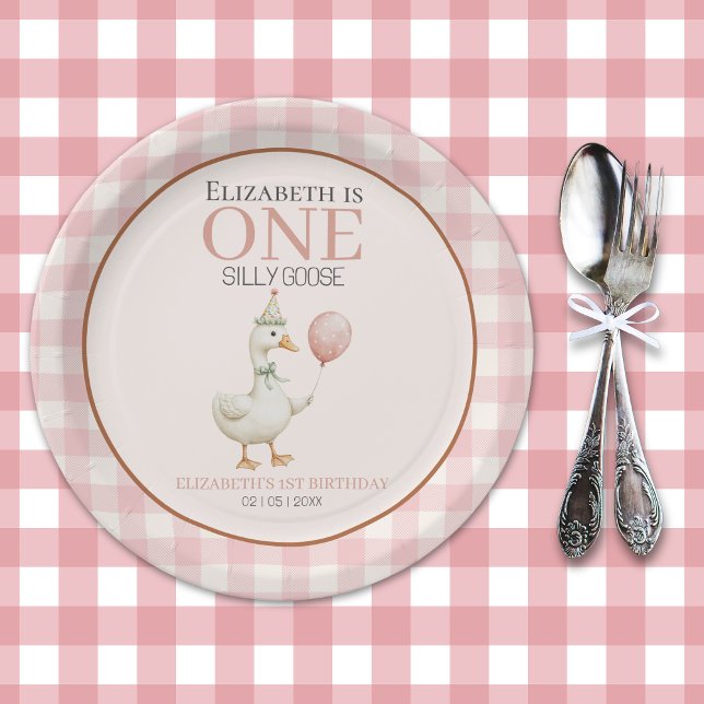 Plato De Papel One Silly Goose Girl's Birthday 1st Party (Subido por el creador)