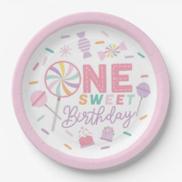Plato De Papel One Sweet Birthday 9" Paper Plate