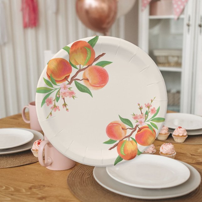 Plato De Papel One Sweet Peach First Birthday (Subido por el creador)
