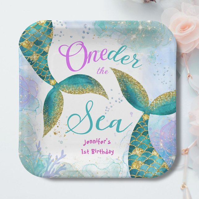 Plato De Papel ¡Oneder El Mar! Primeros cumpleaños de la sirena m (Subido por el creador)