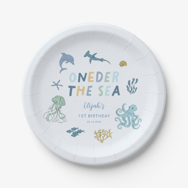 Plato De Papel Oneder The Sea Blue Birthday Party (Anverso)