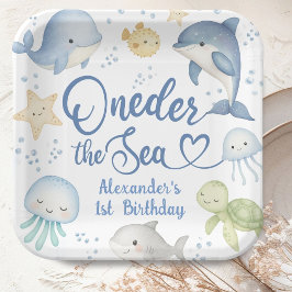 Plato De Papel ONEder The Sea Boy 1st Birthday Cute Ocean
