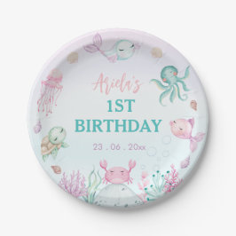 Plato De Papel Oneder the Sea Ocean Animals 1er cumpleaños