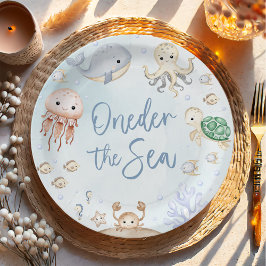 Plato De Papel Oneder The Sea Ocean Animals 1er cumpleaños