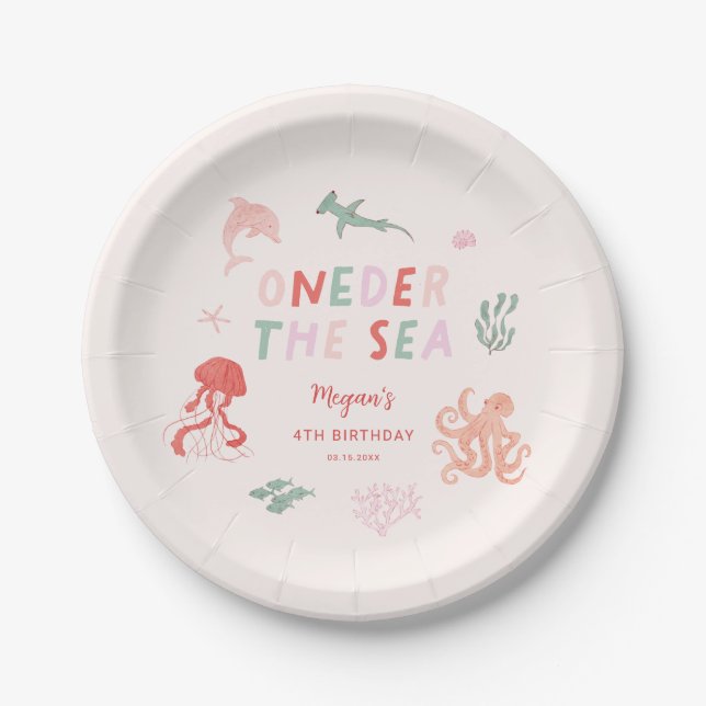 Plato De Papel Oneder The Sea Pink Birthday Party (Anverso)