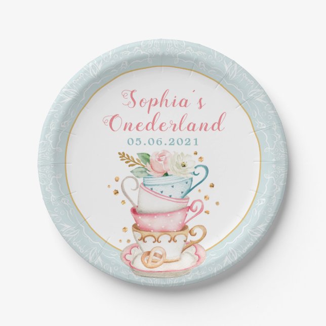 Plato De Papel Onederland Tea Fiesta 1ª Placa de papel de cumplea (Anverso)