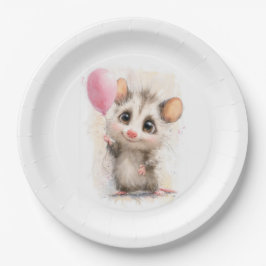 Plato De Papel Opossum Birthday Plate • Cute Woodland Party