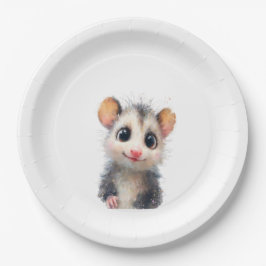 Plato De Papel Opossum Birthday Plate • Cute Woodland Party