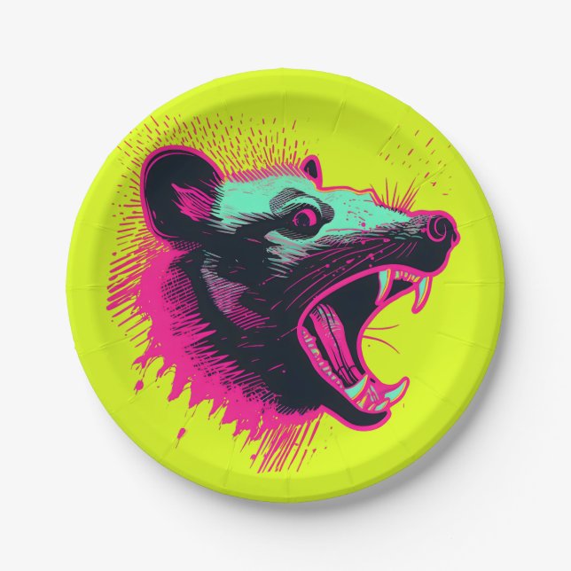 Plato De Papel Opossum gritando (Anverso)