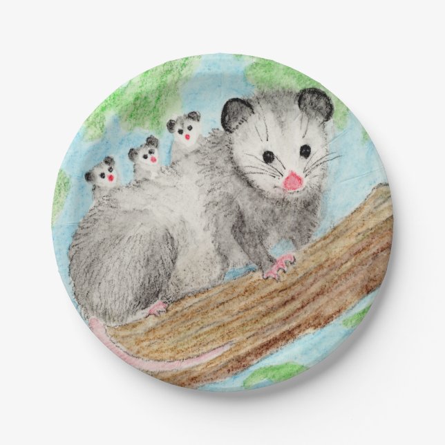 Plato De Papel Opossum Mom (Anverso)