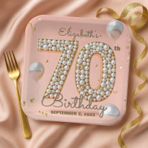 Opulento Rubor Pink Gold Pearl Mosaic 70 cumpleaño