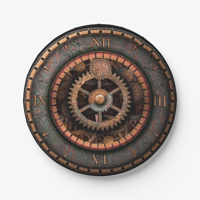 Plato De Papel Opus Posh Steampunk Gears (Anverso)
