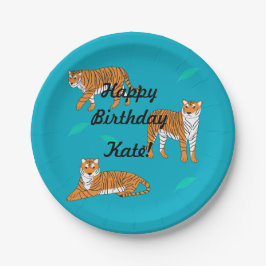 Plato De Papel Orange Tigers