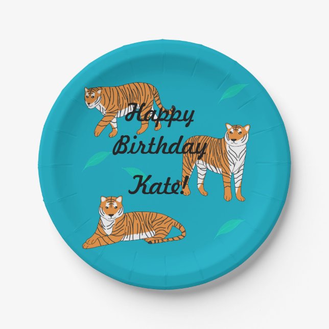 Plato De Papel Orange Tigers (Anverso)