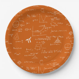 Plato De Papel Orange White Math Equations Graphics Graduation