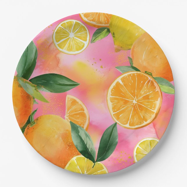 Plato De Papel Oranges spring party plates (Anverso)