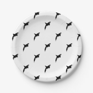 Plato De Papel Orca en blanco y negro