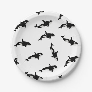 Plato De Papel Orca Patrón de bacalao de Ilustracion de ballena O